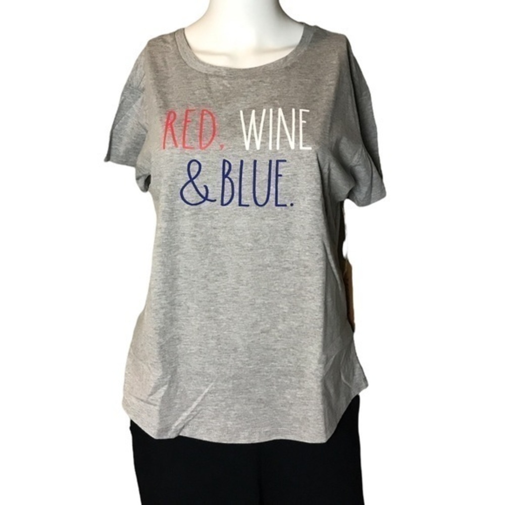 Rae Dunn - 4/$98 - ‘Red, Wine, & Blue’ T-shirt. SZ: S,M. NWT